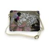 Pochette brodée à sequins | Sac bandoulière élégant noir et rose | Mode Tendance