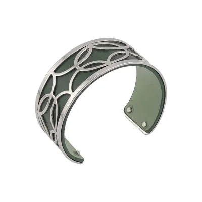 Bracciale sottile stile polsiera con finitura argento in similpelle kaki e verde acqua