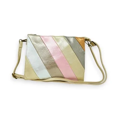 Bolsa clutch com listras em cores pastel brilhantes