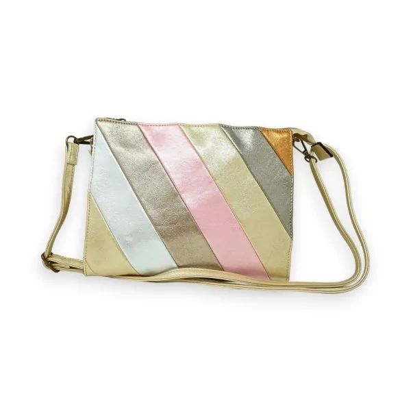 Bolsa clutch com listras em cores pastel brilhantes