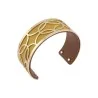 Bracciale a polsino sottile con finitura dorata in similpelle senape e marrone