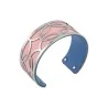 Schmales Manschettenarmband in Silberoptik mit rosa und jeansblauem Kunstleder