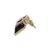Boucles d'Oreilles Géométriques Dorées avec Pierre Noire | Mode Tendance