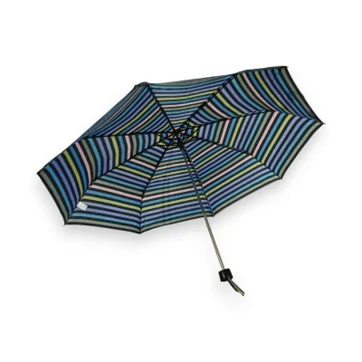Manual folding umbrella with blue line pattern
