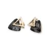 Boucles d'Oreilles Géométriques Cristal Gris & Dorées | Design Moderne Chic