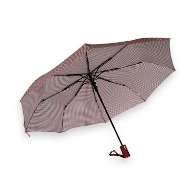 Guarda-chuva dobrável automático xadrez vichy bordô