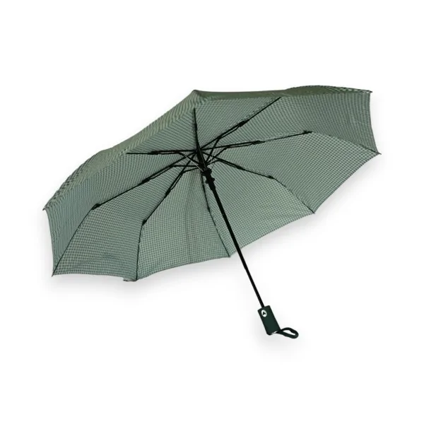 Paraguas plegable automático de cuadros vichy verde azulado