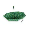 Guarda-Chuva Dobrável Semi-Automático com Bolinhas Verdes | Acessório de Moda Elegante