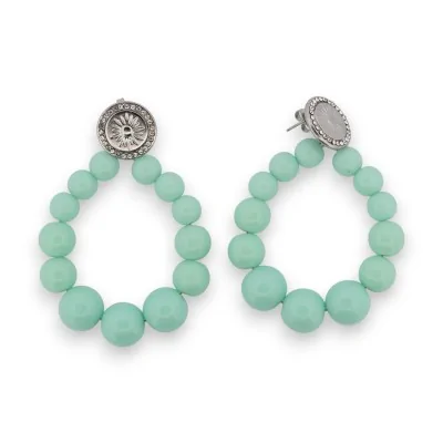 Pendientes de aro con perlas verde agua