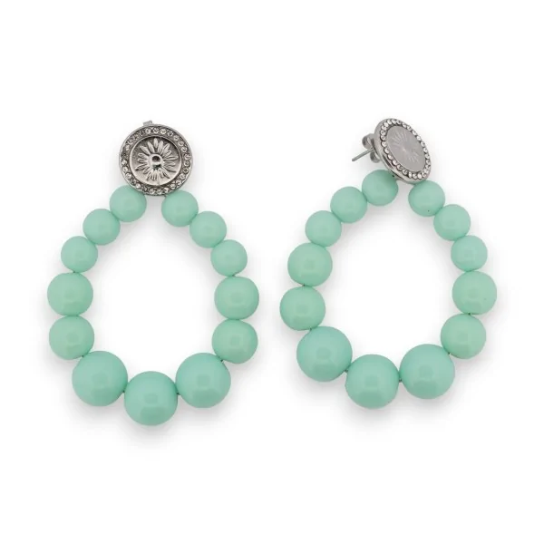 Pendientes de aro con perlas verde agua