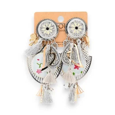 Romantic sky blue flower clip-on earrings
