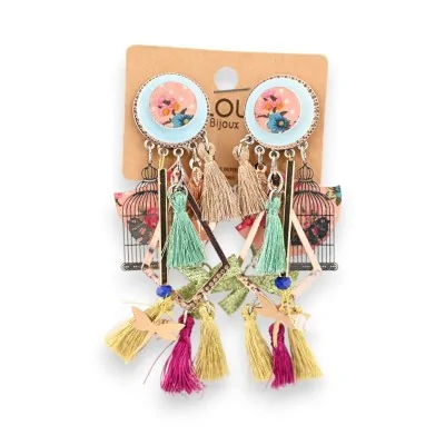 Pendientes de clip estilo shabby en tonos pastel
