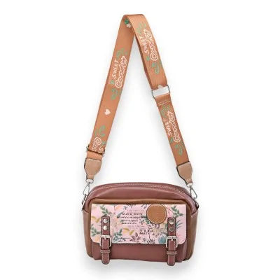 Bolsa tiracolo tipo pasta Sweet & Candy em tons de marrom