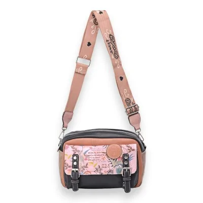 Bolso bandolera tipo cartera Sweet & Candy en rosa y negro