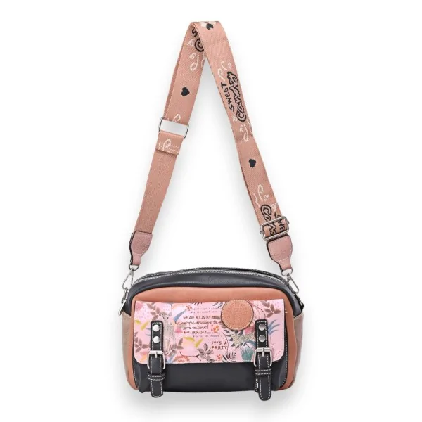 Bolsa tiracolo estilo pasta Sweet & Candy rosa e preta