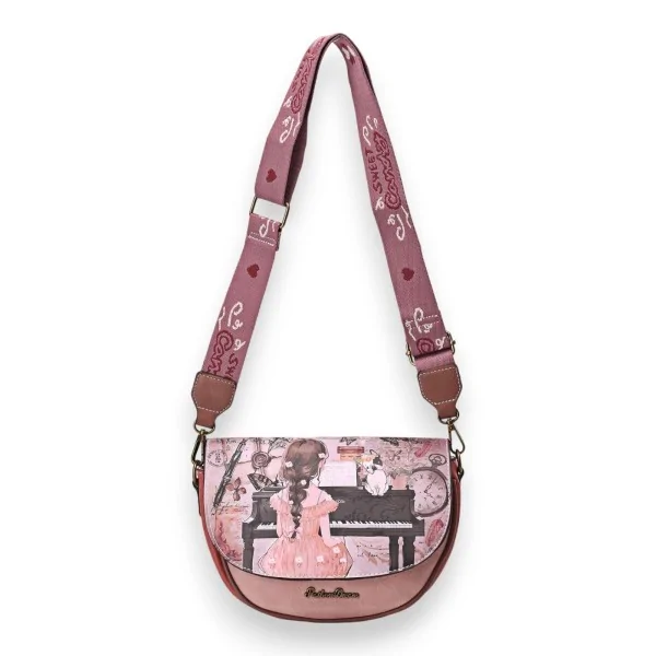 Bolsa tiracolo arredondada Sweet & Candy menina pequena ao piano