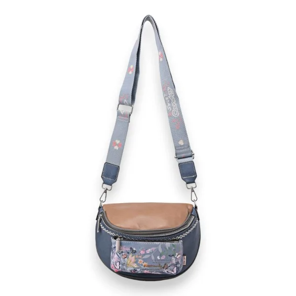 Bolsa de cintura tiracolo borboletas Sweet & Candy azul e camel