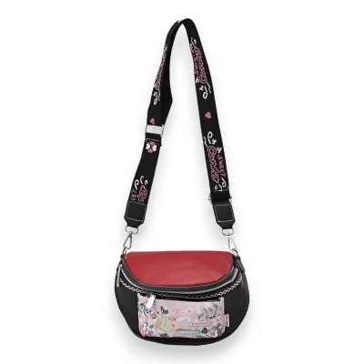 Riñonera bandolera mariposas Sweet & Candy roja y negra