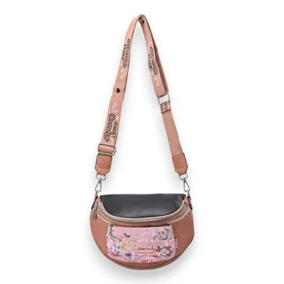 Bolsa tiracolo com estampa de borboletas Sweet & Candy rosa e preta