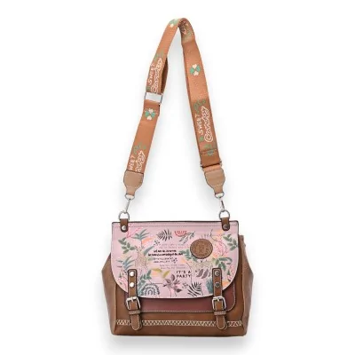 Quadratische Umhängetasche Schulranzen Sweet & Candy rosa und braun