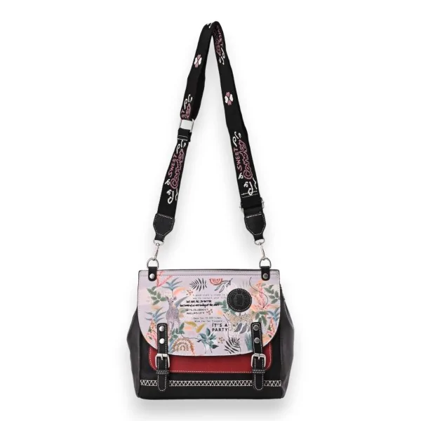 Bolsa tiracolo quadrada estilo carteiro Sweet & Candy vermelha e preta