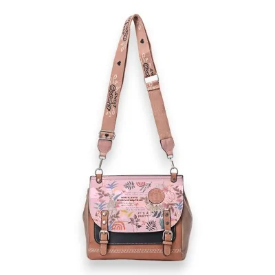 Borsa a tracolla quadrata tipo cartella Sweet & Candy rosa e nera