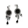 Boucles d'Oreilles Pendantes Noires & Argentées | Design Bohème Vintage