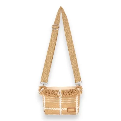 Bolso bandolera de tela David Jones CAMEL