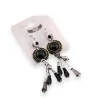 Boucles d'Oreilles Pendantes Celtic Night - Design Celtique Noir et Argent