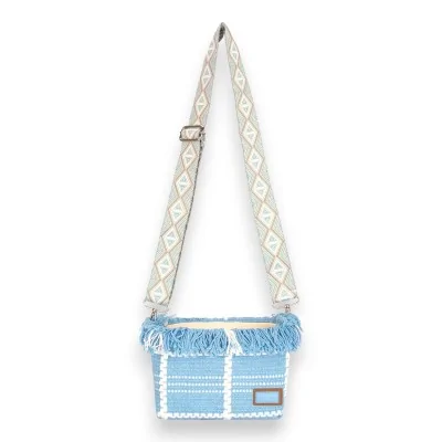 Bolsa tiracolo de tecido David Jones azul céu