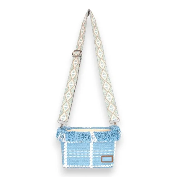 Bolsa tiracolo de tecido David Jones azul céu