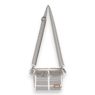 Schultertasche aus Stoff von David Jones in Grau
