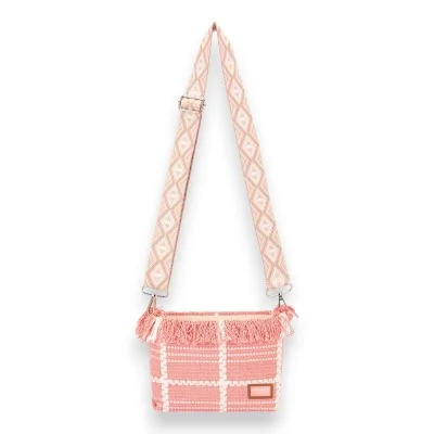 Bolsa tiracolo em tecido David Jones rosa