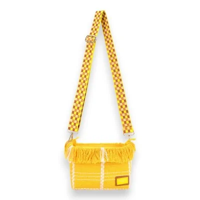 Bolso bandolera de tela David Jones amarillo
