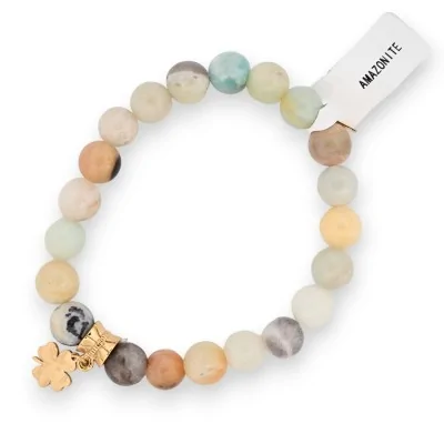 Pulseira de Amazonita com amuleto de trevo