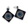 Night blue and silver geometric earrings