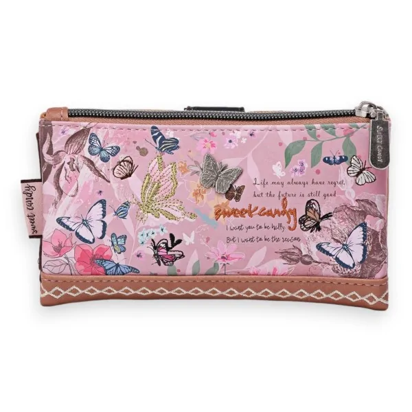 Sweet & Candy butterfly garden wallet in pink and black