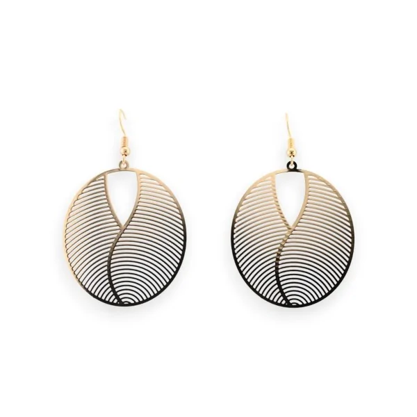 Boucles d'oreilles dorées effet miroir dentelle métal