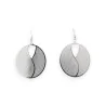 Silver oval mirror effect earrings with metal lace detail