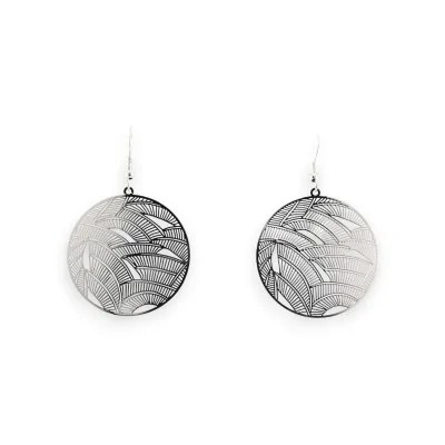 Silver Round Earring Light Metal Lace