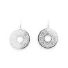Boucles d'Oreilles Rondes Argentées Motif Dentelle | Design Élégant & Moderne