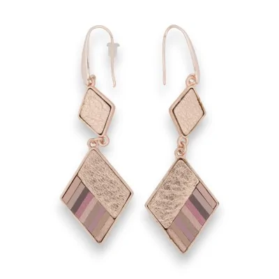 Orecchini pendenti geometrici a rombo color oro rosa