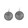 Boucles d'Oreilles Rondes Motif Vagues | Design Contemporain Noir Mat