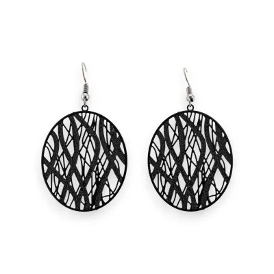 Black Oval Lace Metal Earring