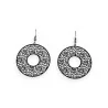 Boucles d'Oreilles Rondes Motif Rose Dentelle Noire | Mode Tendance