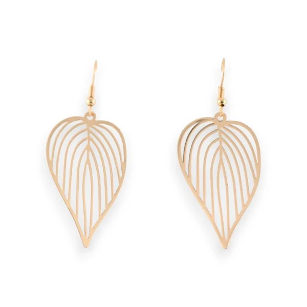 Pendientes de hojas doradas