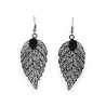 Black lace metal leaf earrings