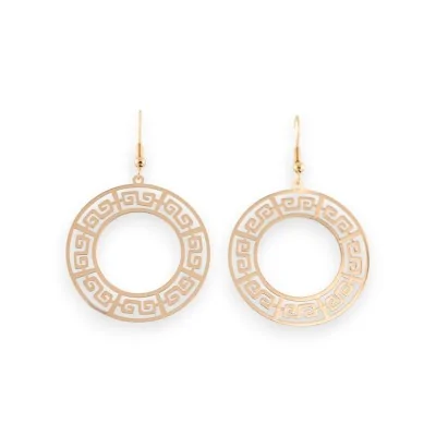 Golden circular earrings with Greek pattern