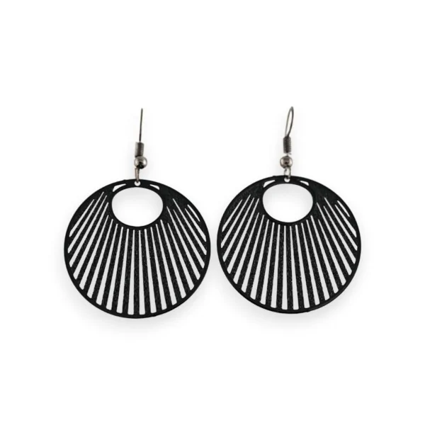 Boucles d'oreilles en métal noir design rayonnant
