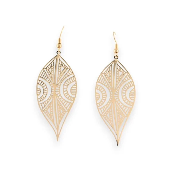 Boucles d'oreilles en métal doré motif ethnique